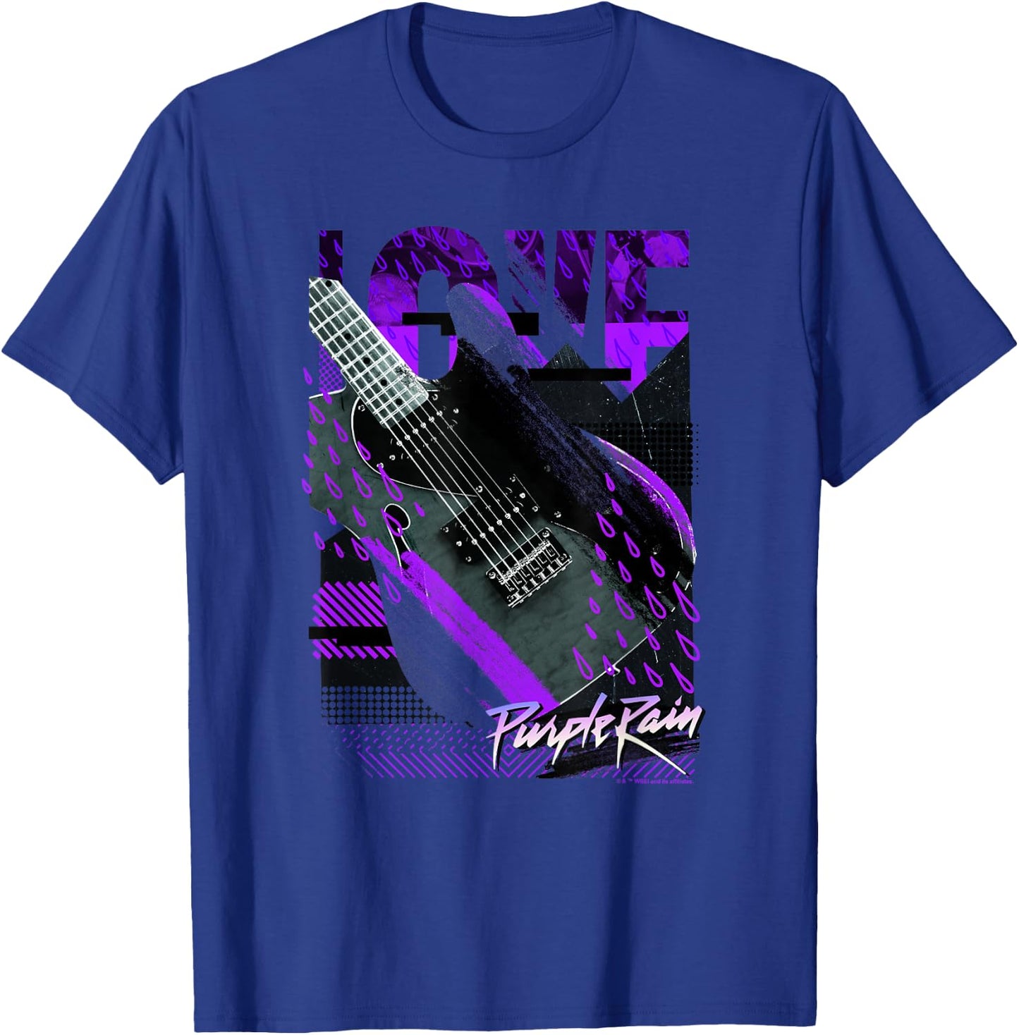 WB100 Purple Rain Love Guitar Retro Prince Collage Logo T-Shirt - T-Shirt | Royal
