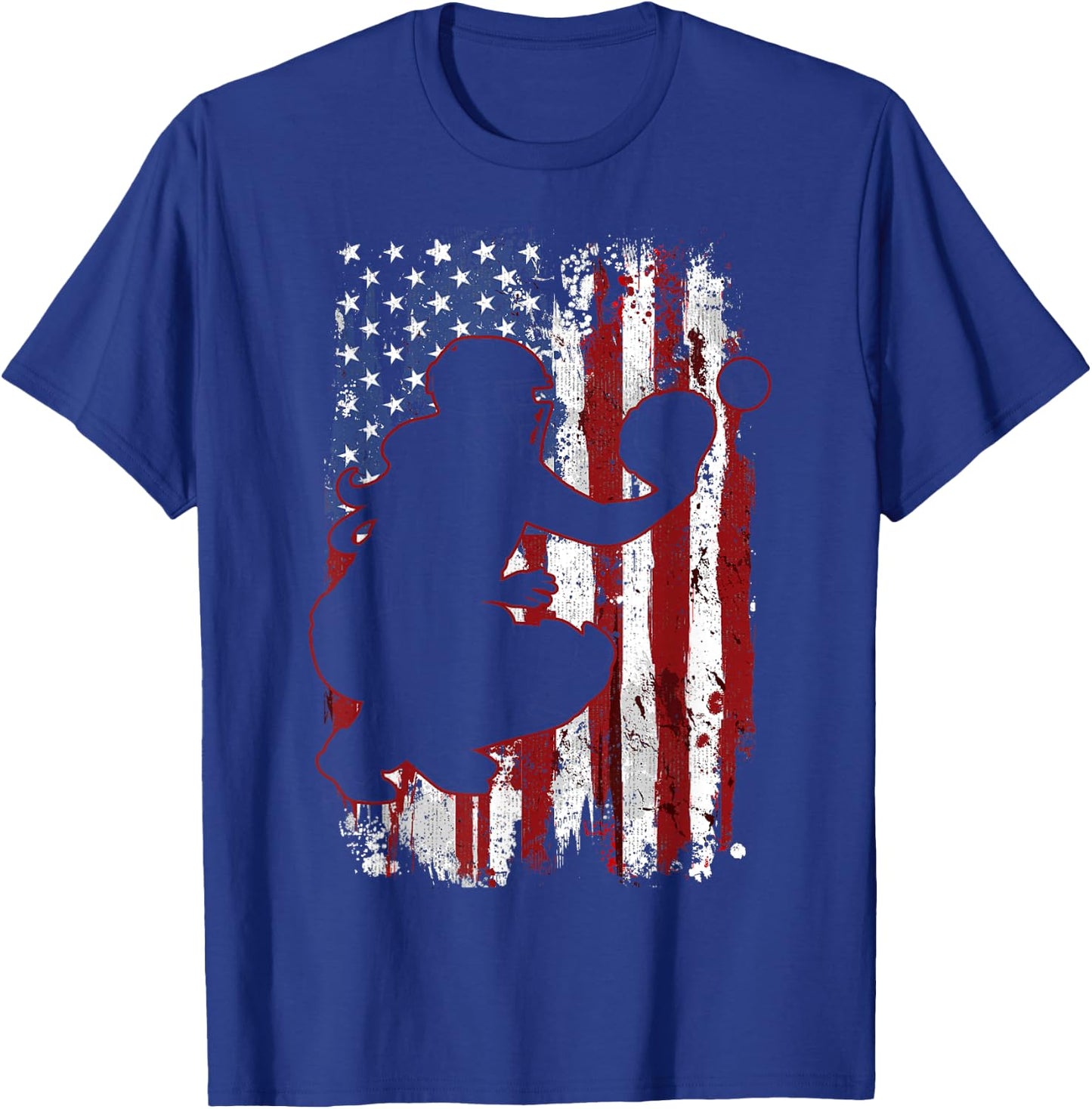 Softball Catcher American Flag Softball Player T-Shirt - T-Shirt | Royal