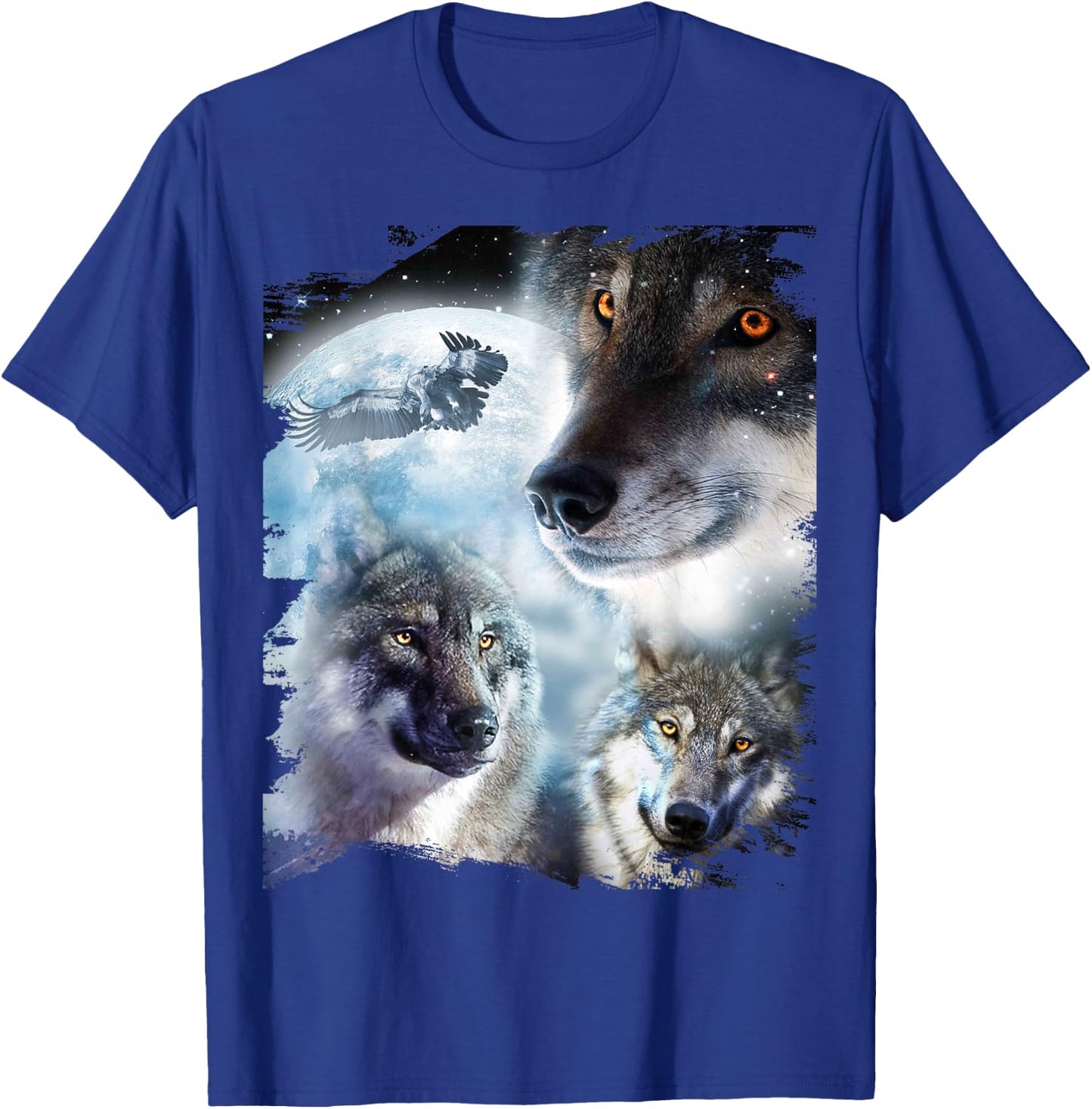 Space Wolves 3 Three Snow Wolf Howling At Moon T-Shirt - T-Shirt | Royal