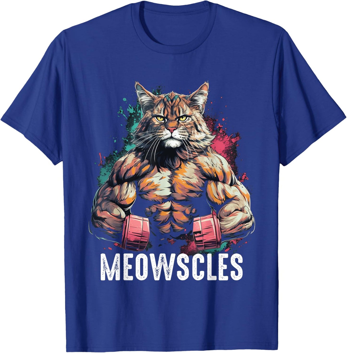 Funny Cat Musculation Gym Weight lifting Cats Lovers T-Shirt - T-Shirt | Royal