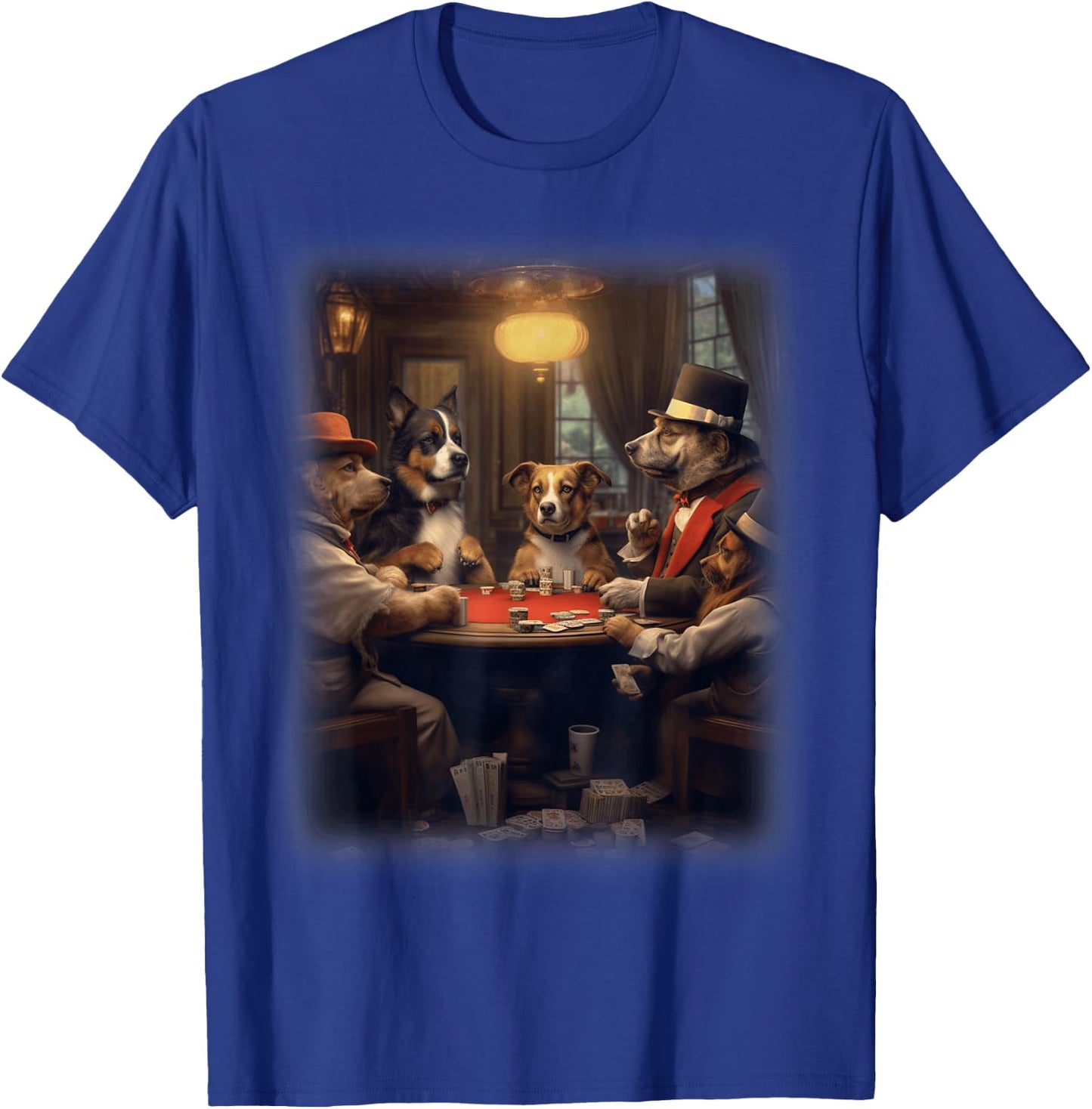 Dogs Playing Poker | A Friend in Need | Funny Dog Lover Art T-Shirt - T-Shirt | Royal