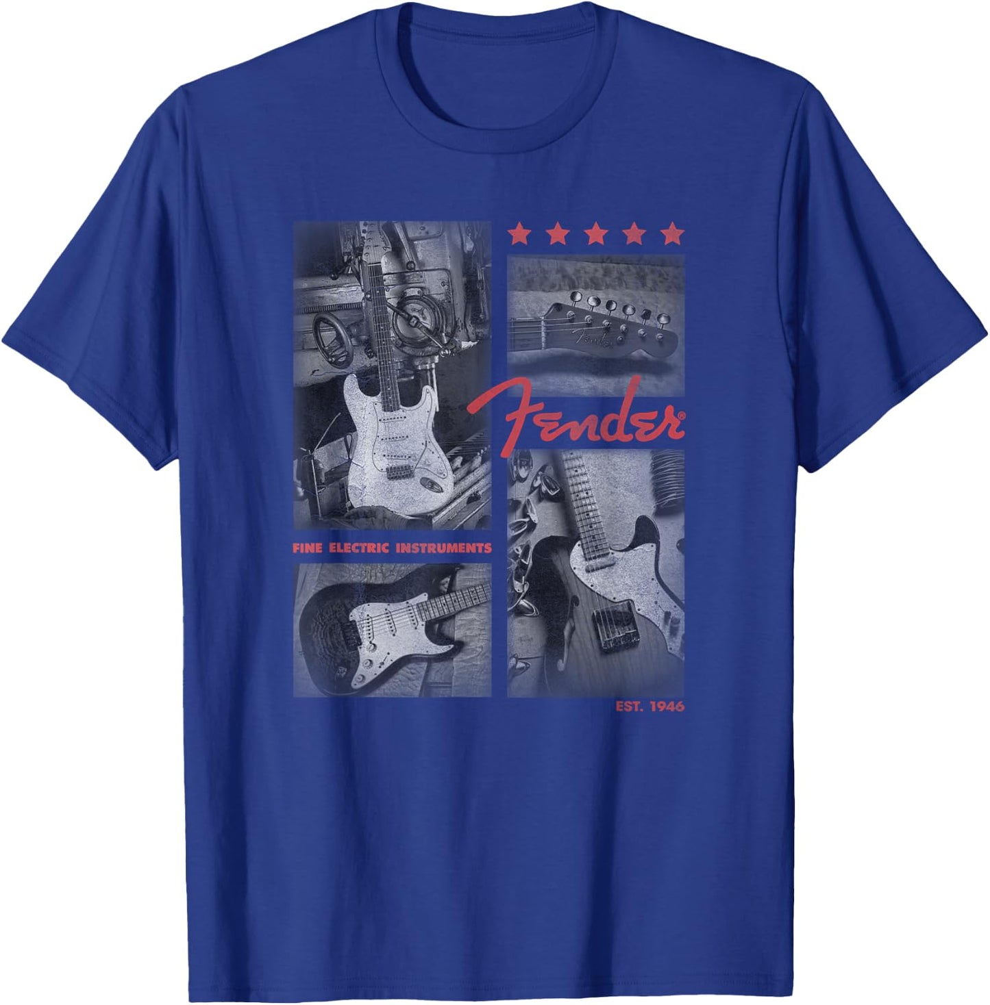 Fender Est. 1946 Electric Guitar Panels T-Shirt - T-Shirt | Royal
