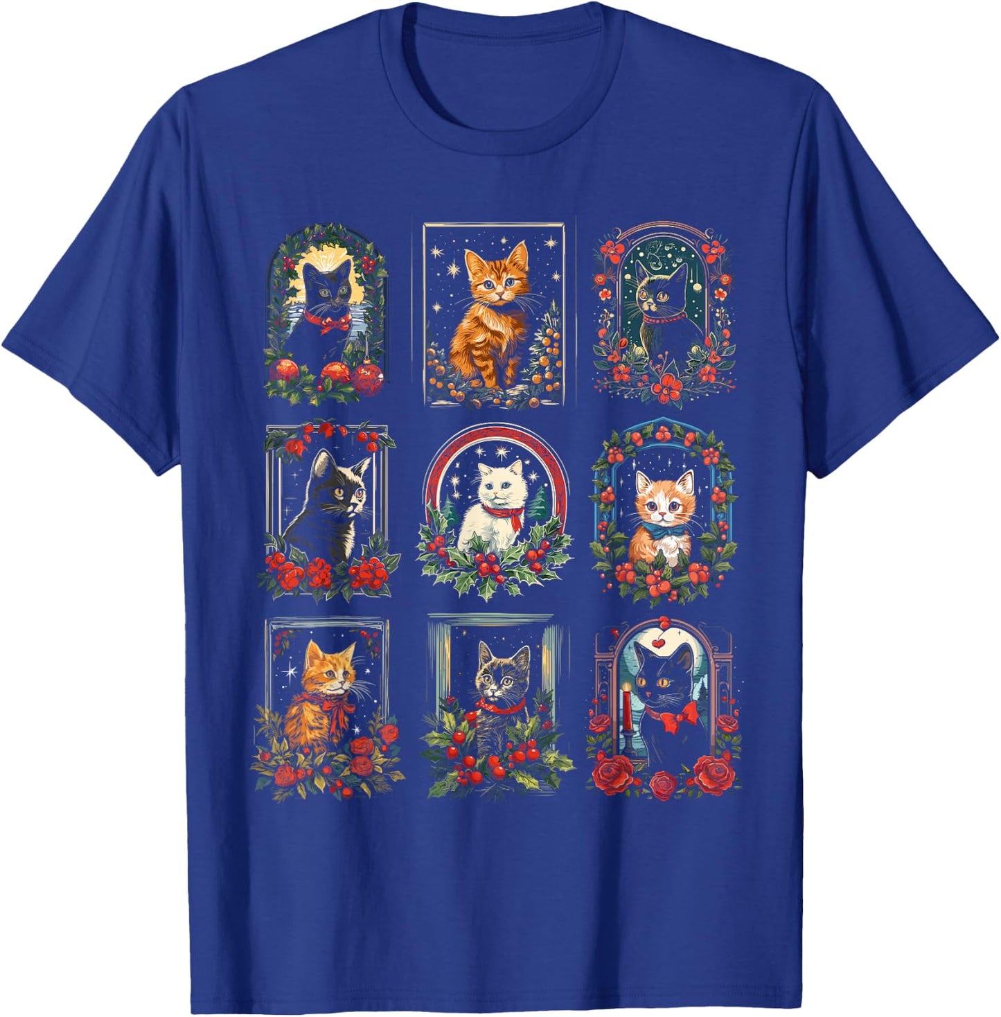 Vintage Kitten Christmas Cats & Men T-Shirt - T-Shirt | Royal