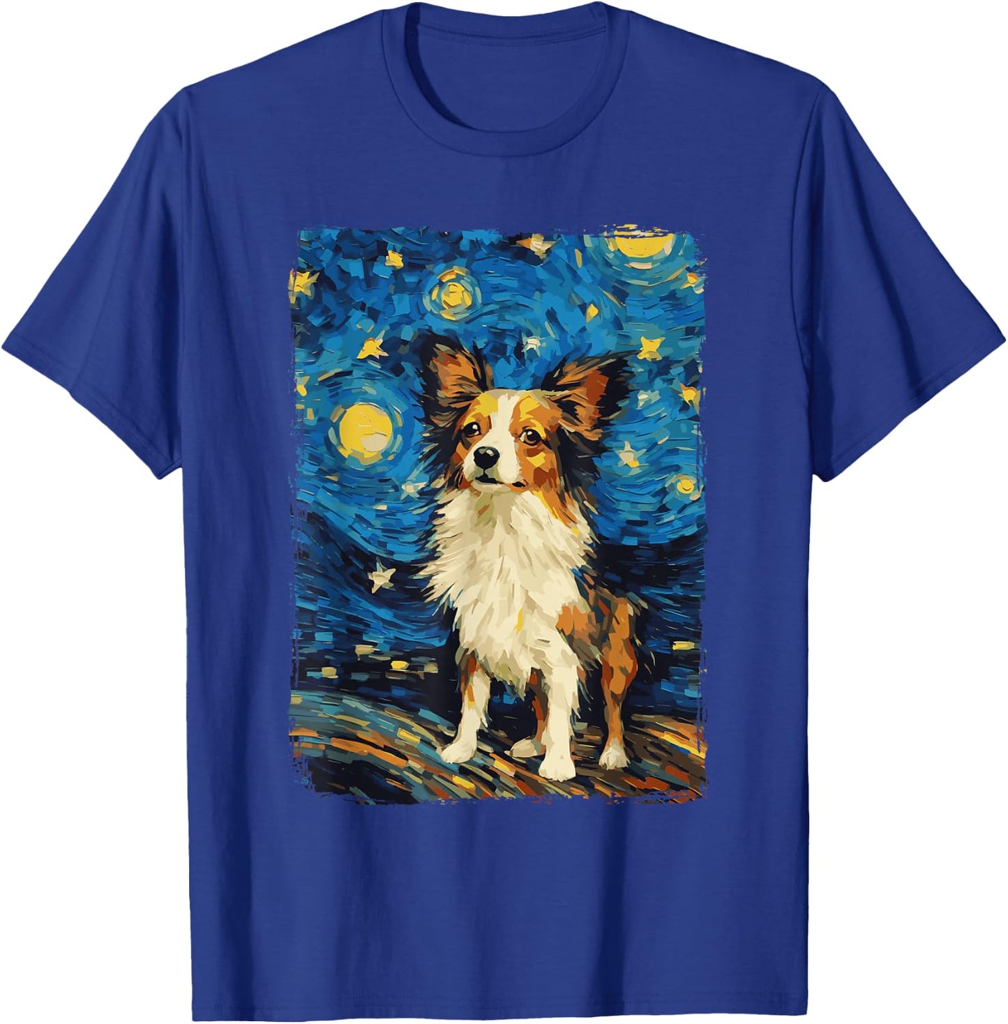 Papillon Dog Starry Night T-Shirt - T-Shirt | Royal
