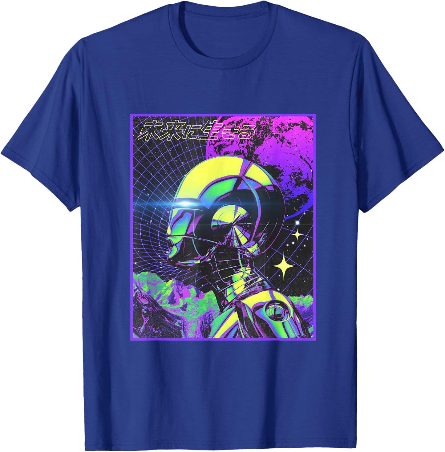 Cyberpunk Japanese Futuristic Robot Sci-Fi Vaporwave T-Shirt - T-Shirt | Royal