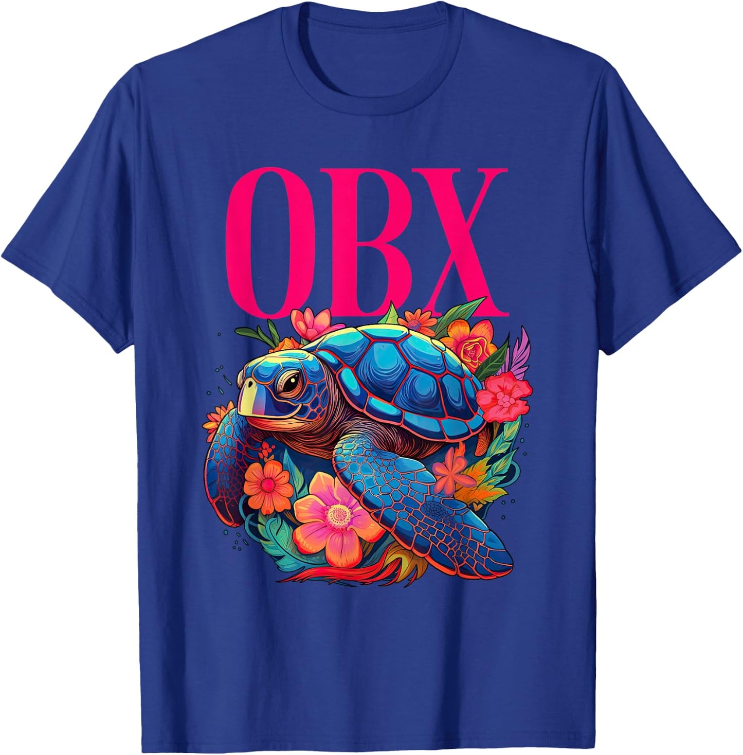 OBX Floral Beach Turtle Souvenir Men Women Girls Kids T-Shirt - T-Shirt | Royal