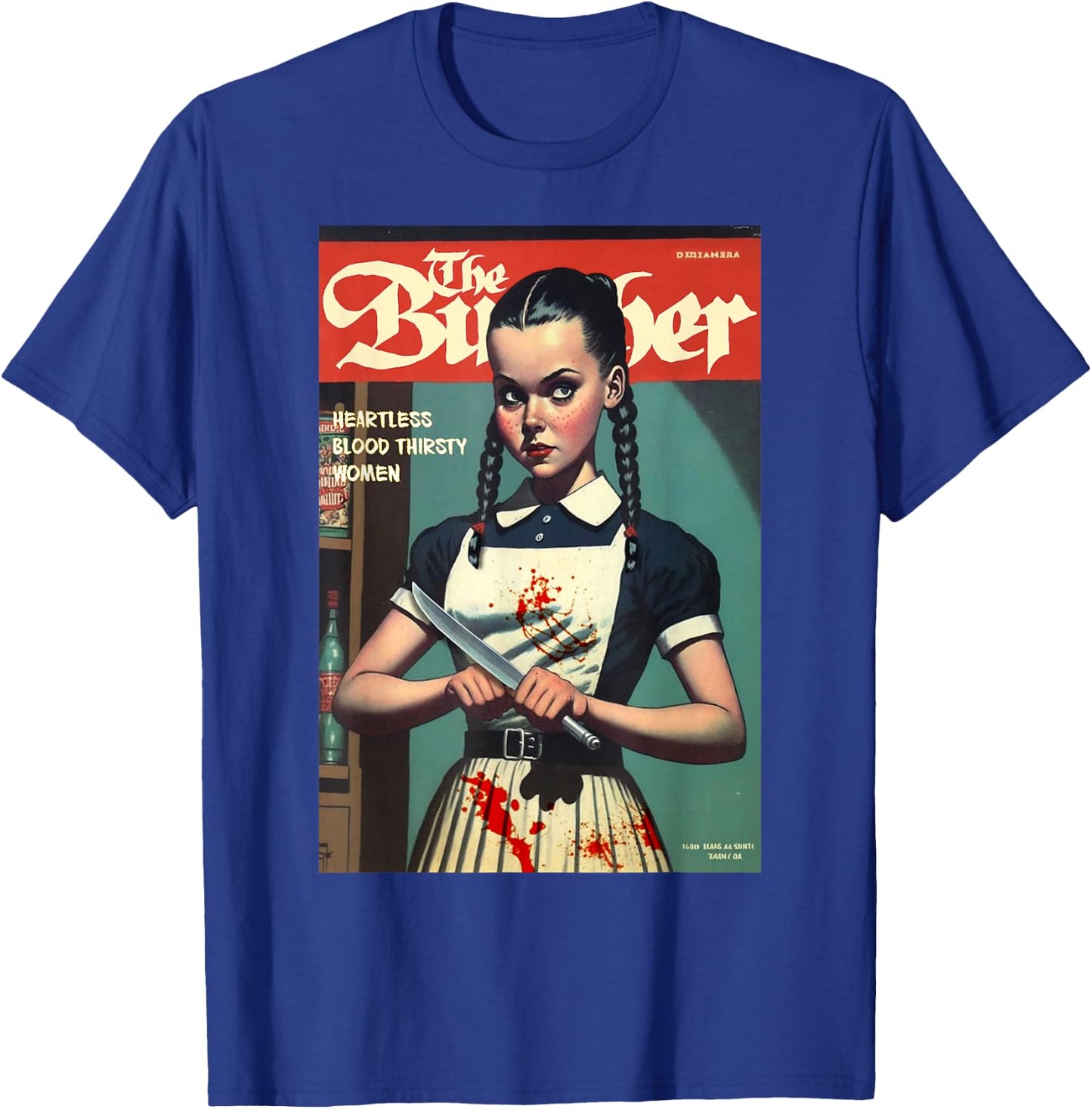 Last Gasp Graphics Sinister Girl Holding Knife 1960s Horror Comic Book Cover T-Shirt - T-Shirt | Royal