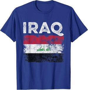 Iraq Flag Distressed - Men Women Kids - Iraqi Flag T-Shirt - T-Shirt | Royal