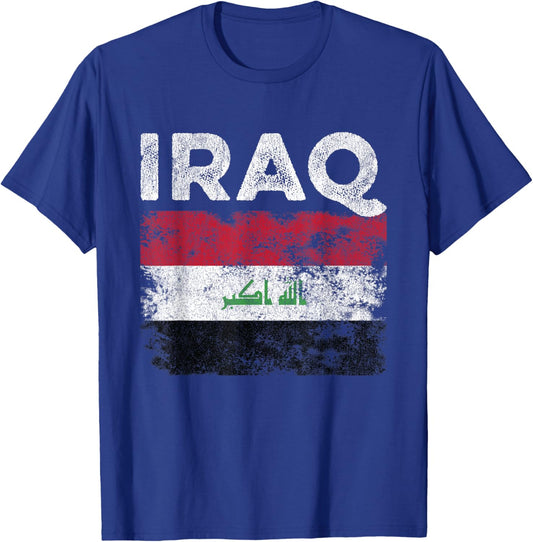 Iraq Flag Distressed - Men Women Kids - Iraqi Flag T-Shirt - T-Shirt | Royal
