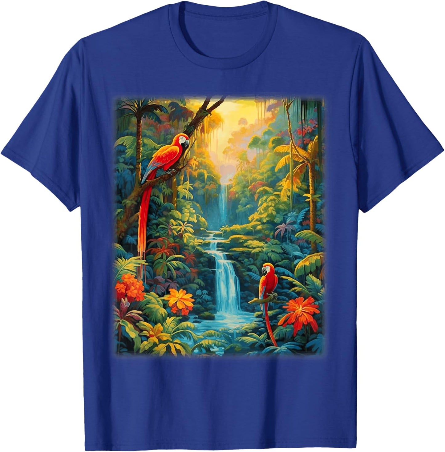 Colorful Parrots Rain Forest Jungle Macaw Parrot Men Women T-Shirt - T-Shirt | Royal