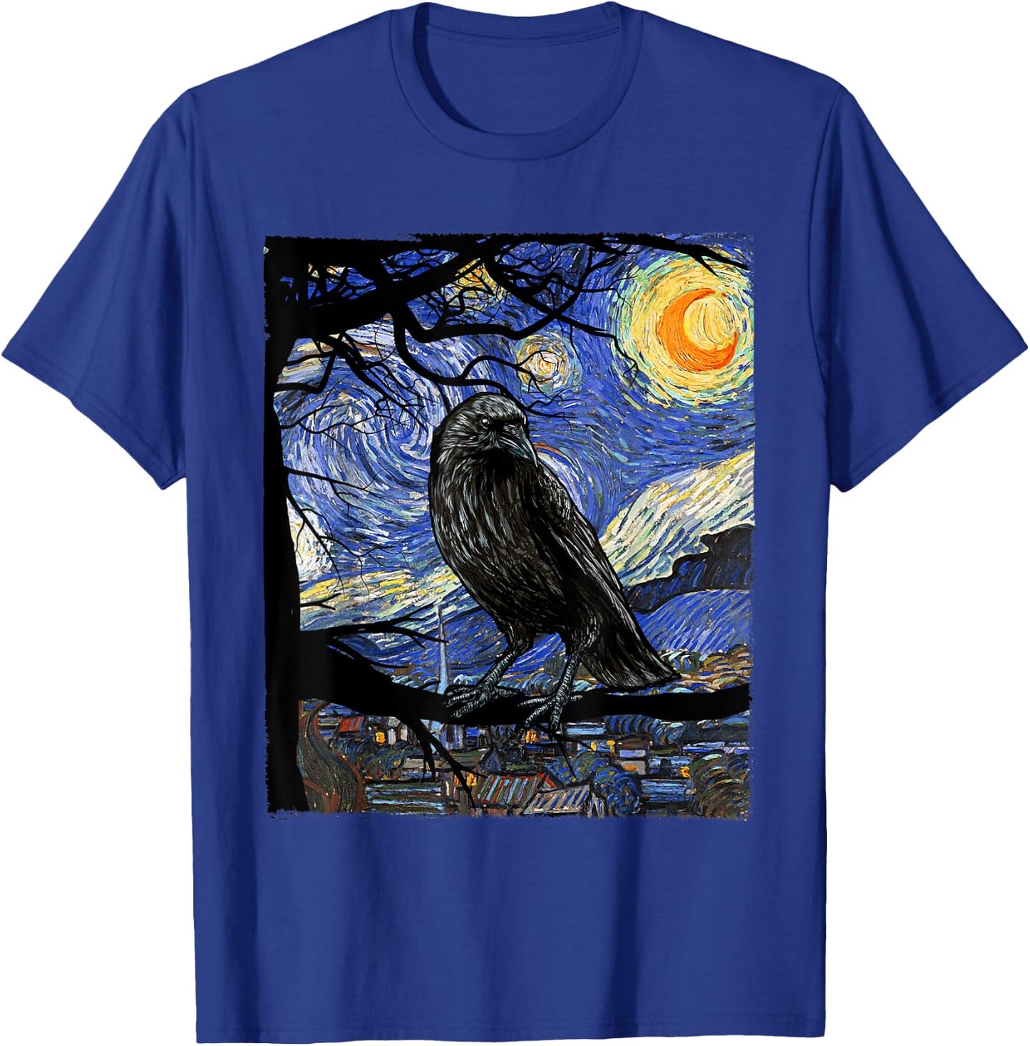 Raven Lover Art, Starry Night Raven, Crow, Raven T-Shirt - T-Shirt | Royal