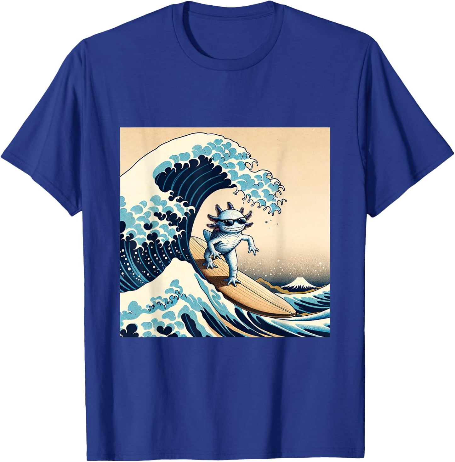 Wave Surfing Axolotl Love Funny Anime Lizard Salamander T-Shirt - T-Shirt | Royal