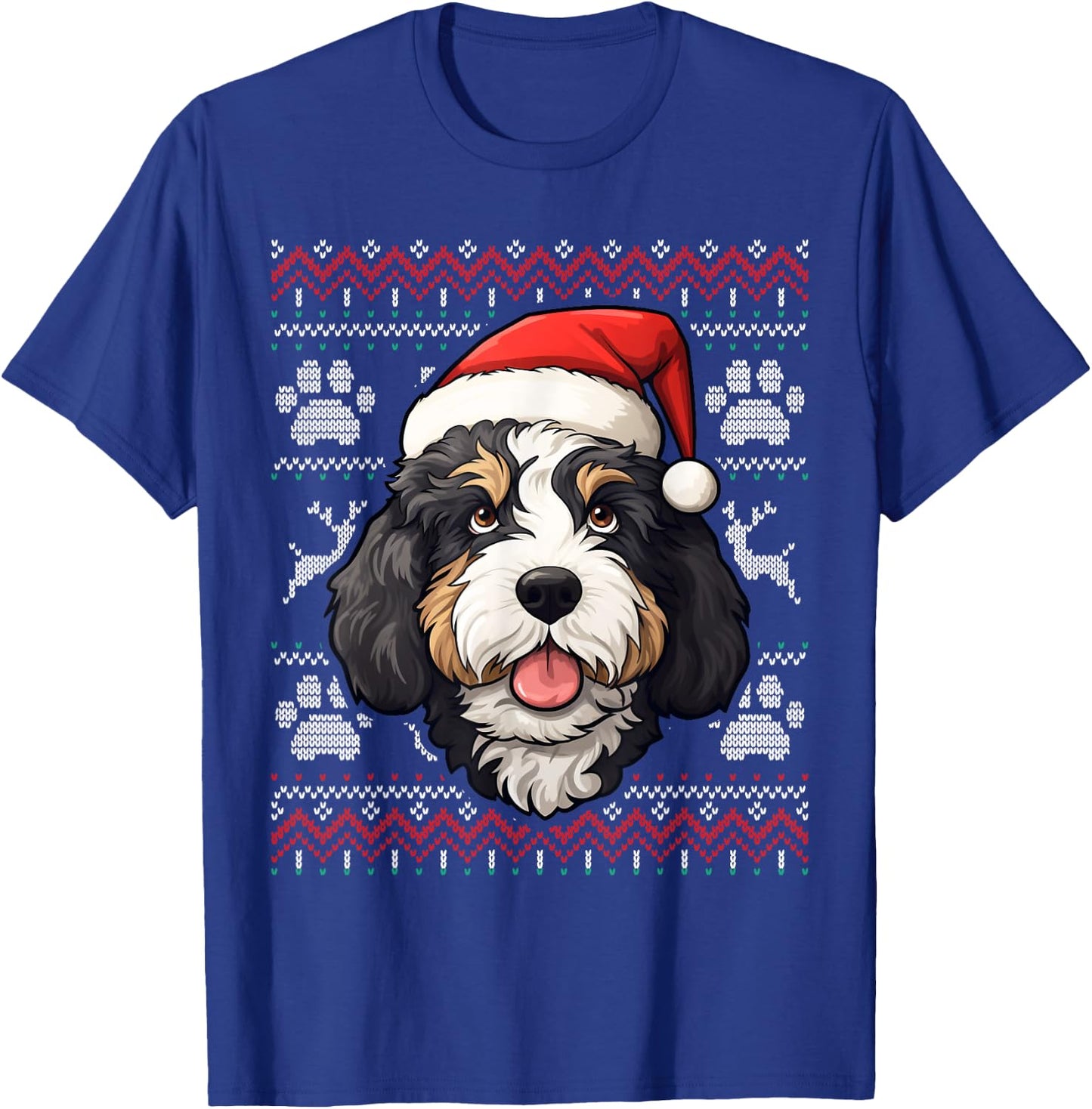 Bernedoodle Santa Hat Christmas Funny Dog Mom Dad T-Shirt - T-Shirt | Royal