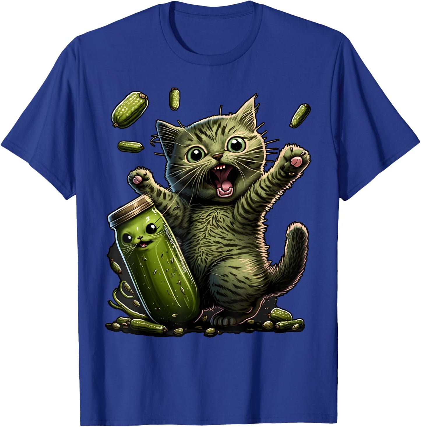 Funny Kittens vs Gherkin Pickle Cat Mom Lady T-Shirt - T-Shirt | Royal