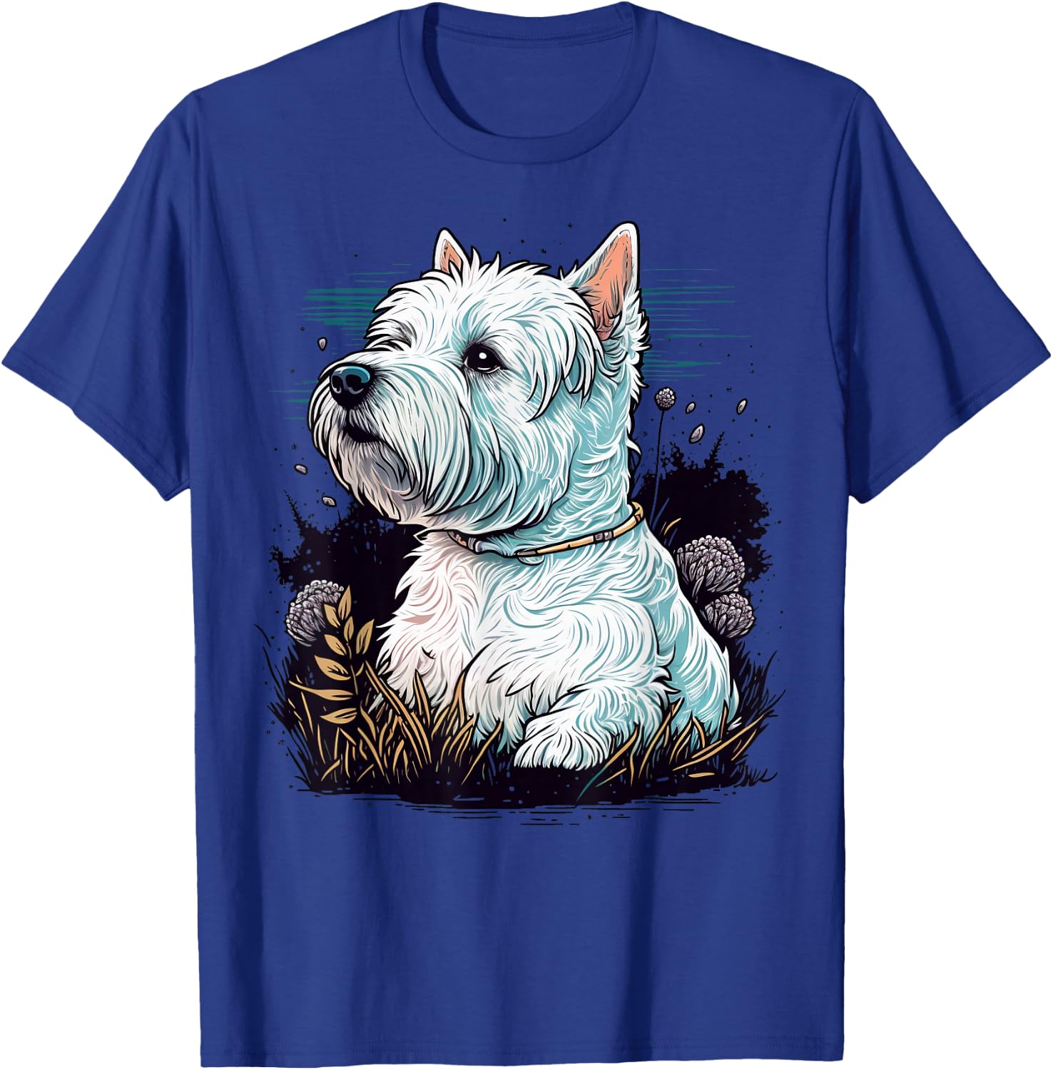 Cute West Highland White Terrier Dog on Westie Lover T-Shirt - T-Shirt | Royal