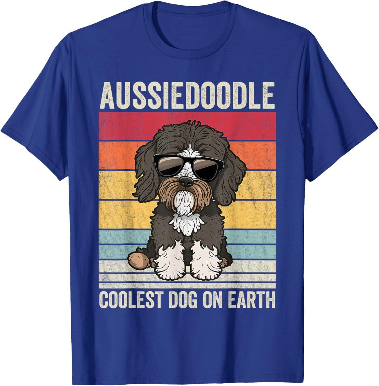 Aussiedoodle Dog with Sunglasses, Vintage Aussiedoodle T-Shirt - T-Shirt | Royal