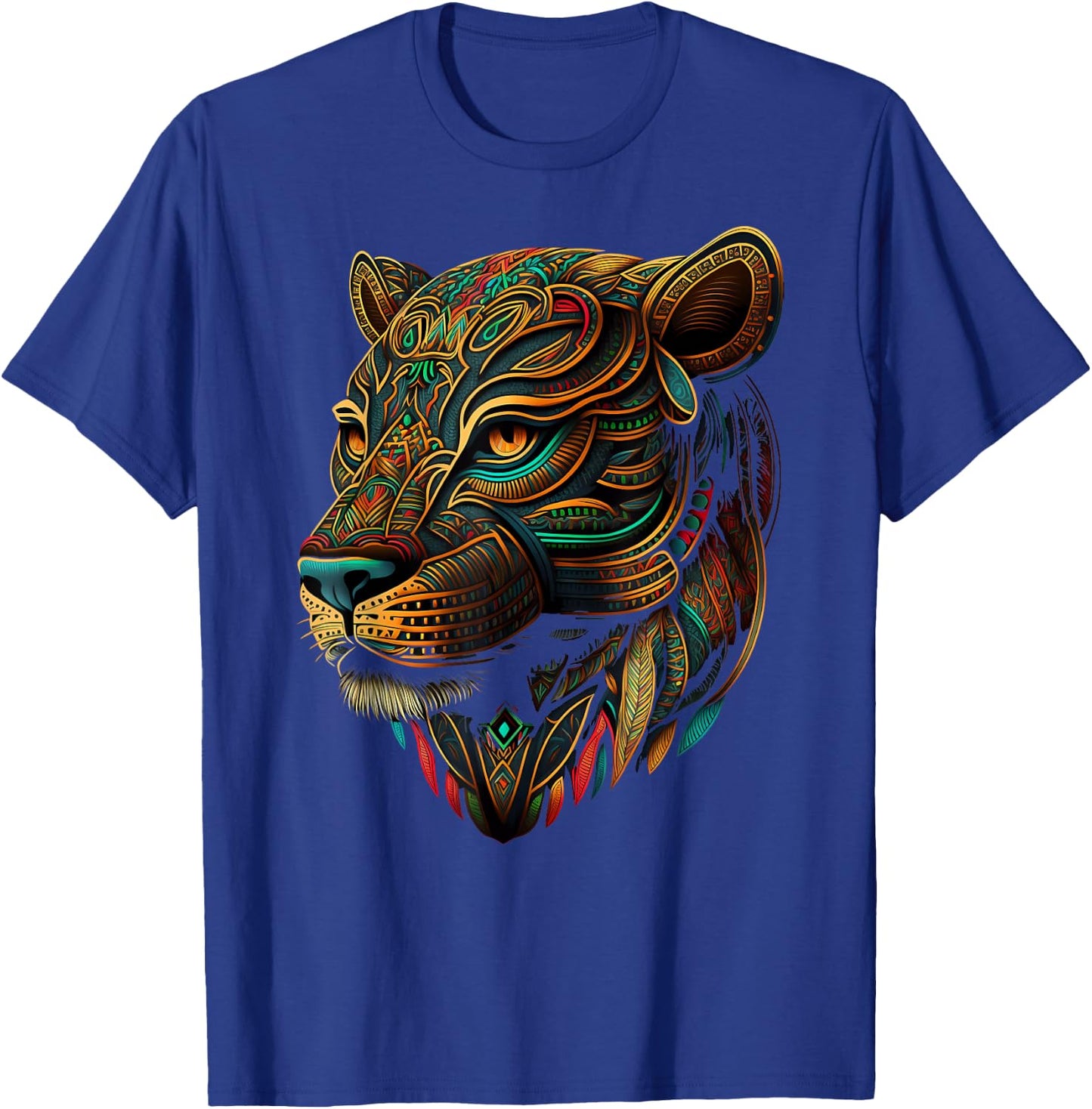 Azteca Mountain Lion Indigenous Aztec Art Colorful Animals T-Shirt - T-Shirt | Royal