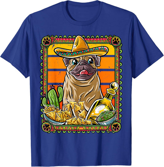 Pug Cinco De Mayo Mexican Sombrero Fiesta Dog Nacho T-Shirt - T-Shirt | Royal