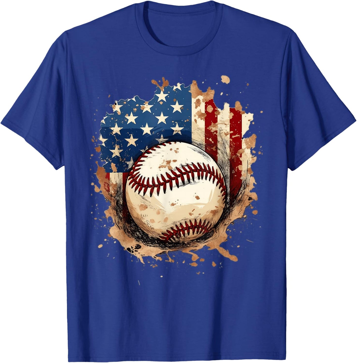 Patriotic Baseball 4th of July Men USA American Flag Boys T-Shirt - T-Shirt | Royal