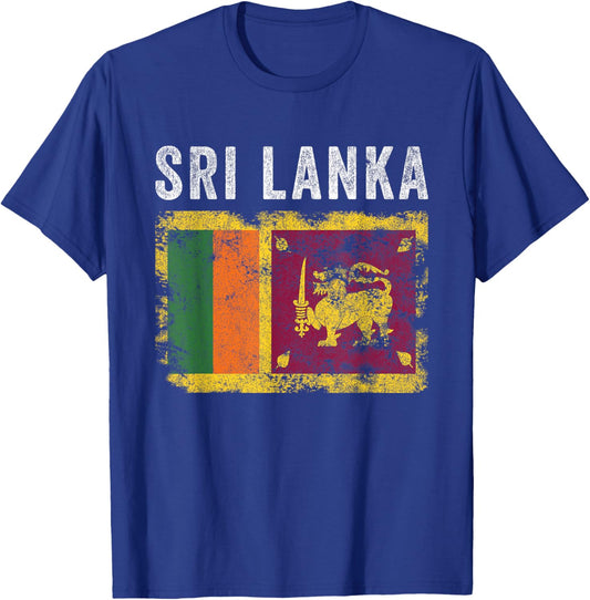Sri Lanka Flag Distressed - Men Women Kids - Sri Lankan Flag T-Shirt - T-Shirt | Royal