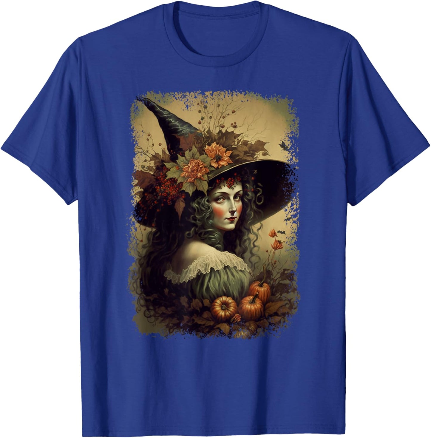 Vintage Nature Witch October Halloween Illustration T-Shirt - T-Shirt | Royal