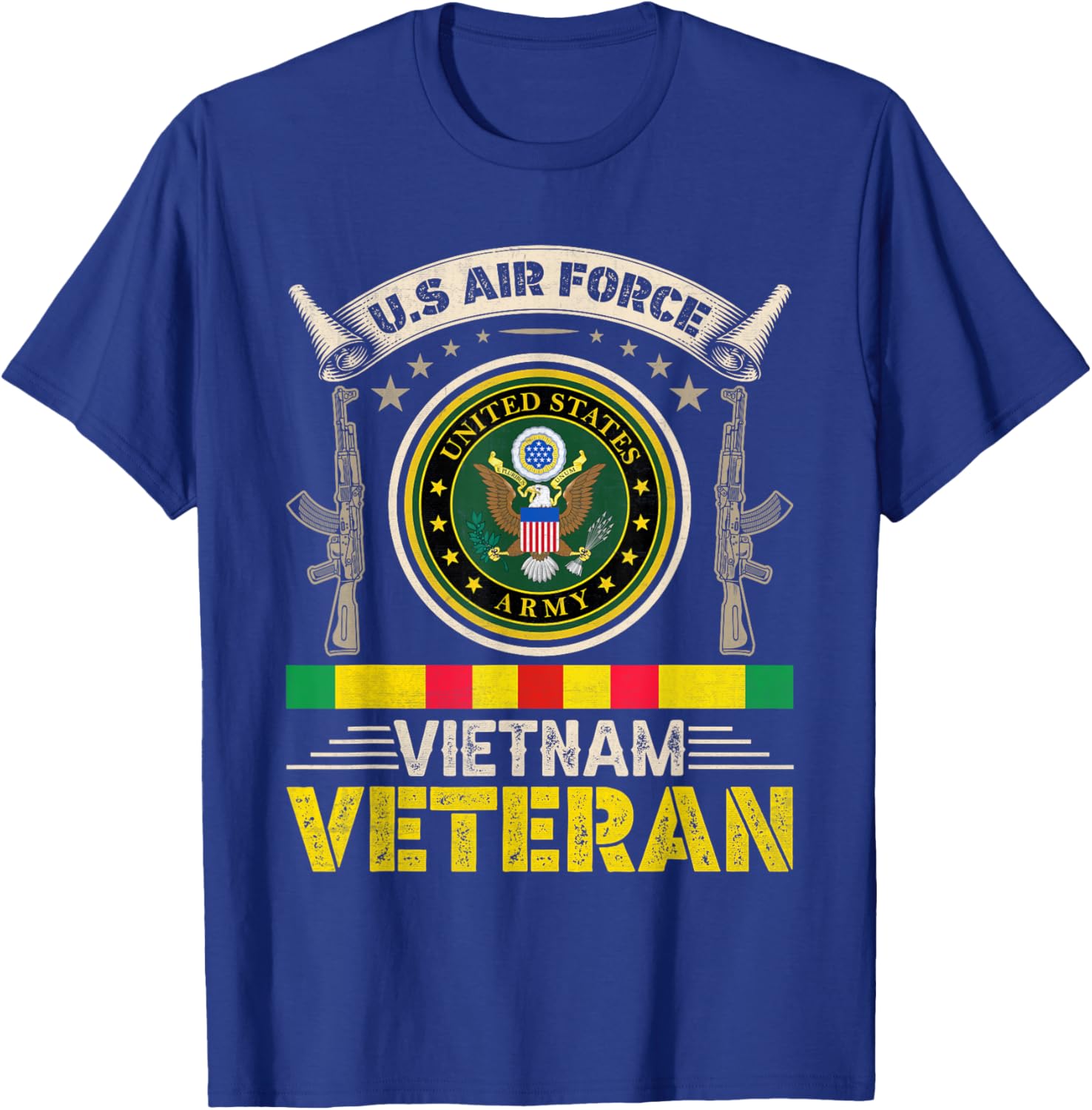 Vintage US Air Force Vietnam Veteran USA Flag Veterans Day Men T-Shirt - T-Shirt | Royal