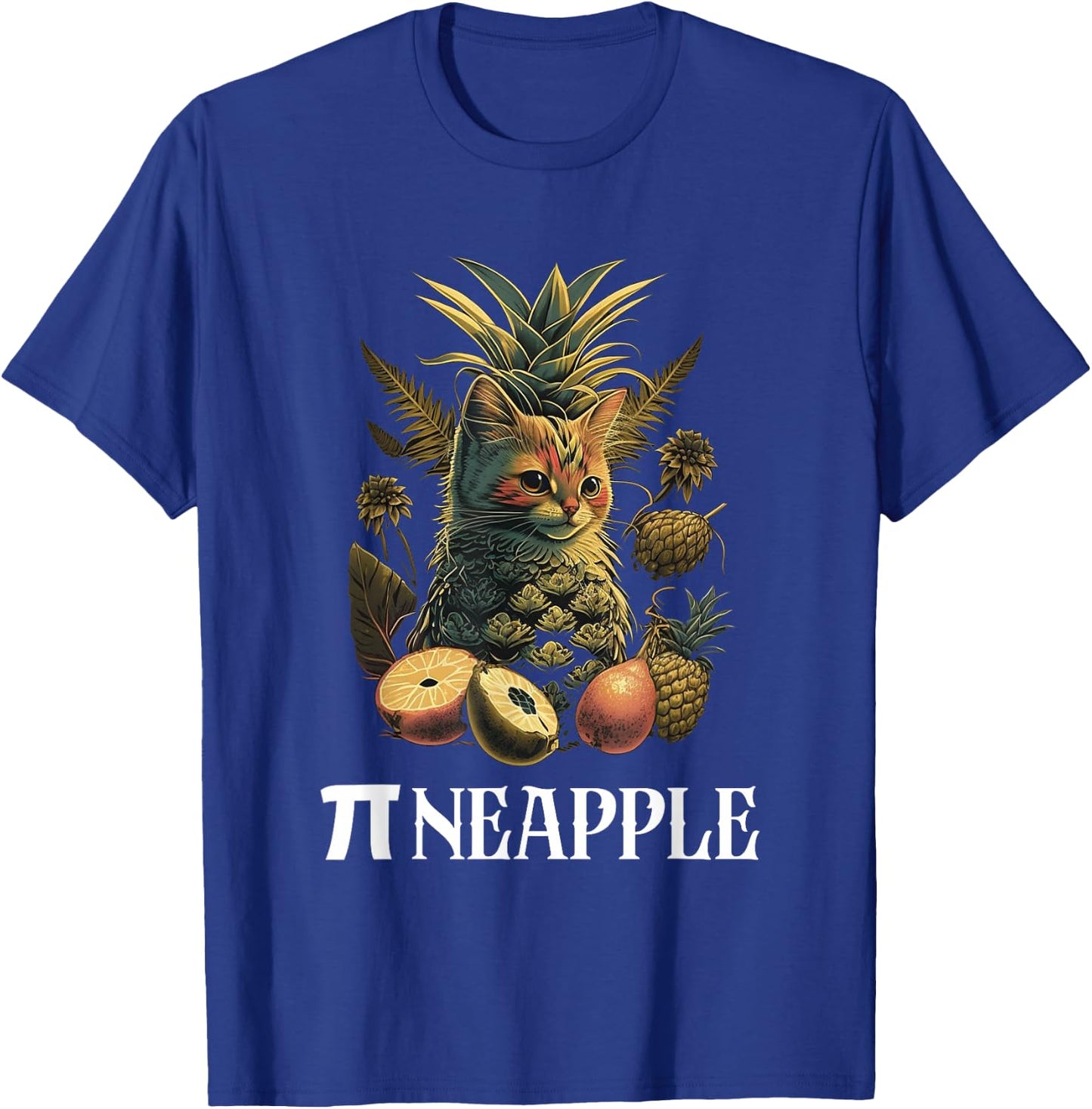Funny Pi Day Math Science Cat Pineapple T-Shirt - T-Shirt | Royal
