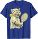 Vintage Cat Playing Tennis, Tennis Racquet, Kitties Lover T-Shirt - T-Shirt | Royal