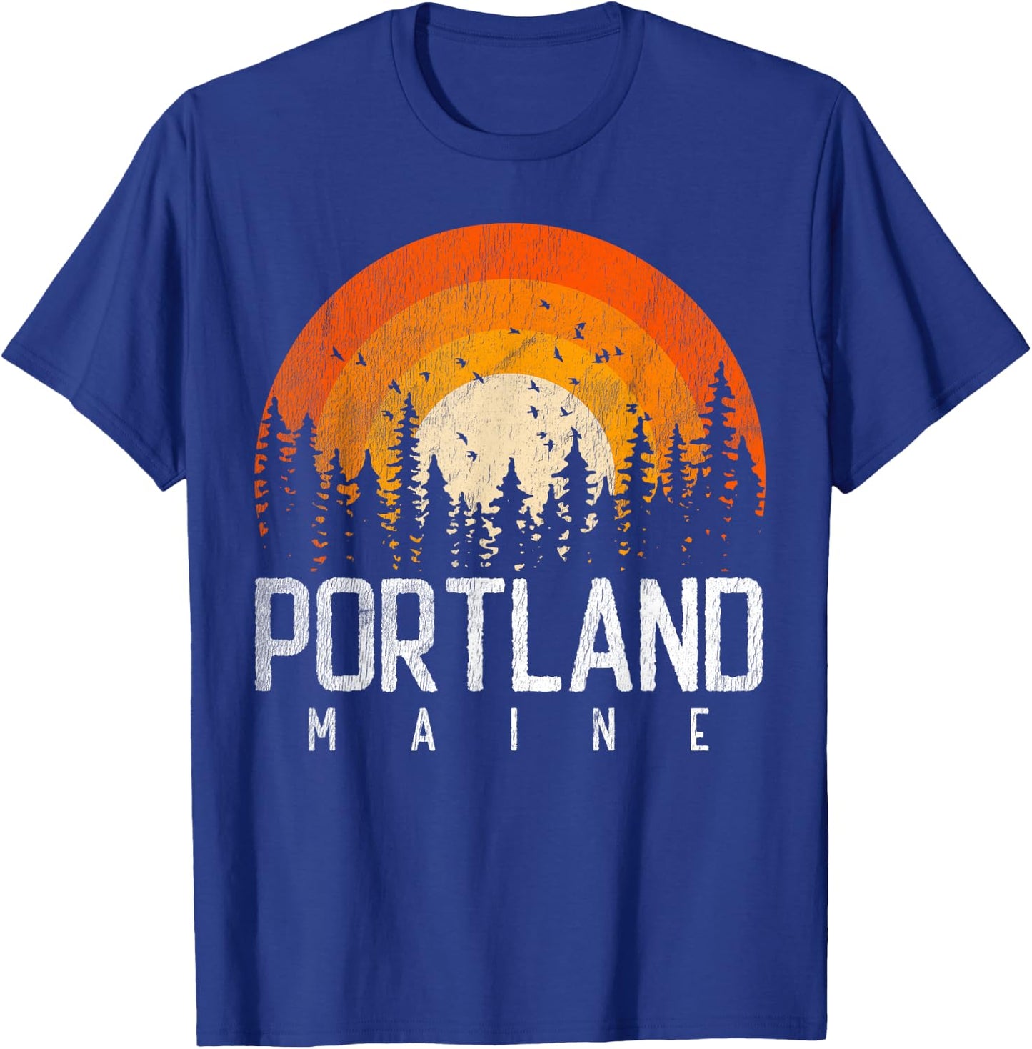 Portland Maine ME Shirt Retro Style Vintage 70s 80s 90s Gift T-Shirt - T-Shirt | Royal