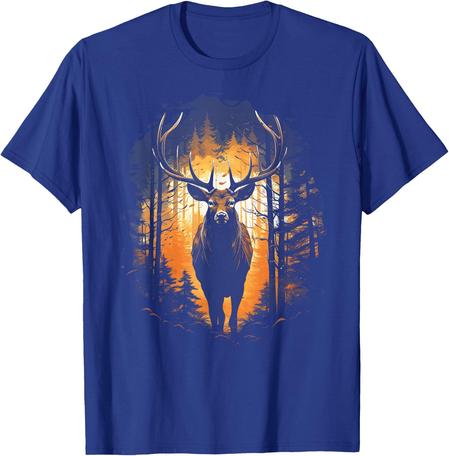 Forest Deer Wildlife Animal Illustration T-Shirt - T-Shirt | Royal