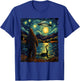 Funny Bigfoot UFO and Nessie Van Gogh Starry Night Painting T-Shirt - T-Shirt | Royal