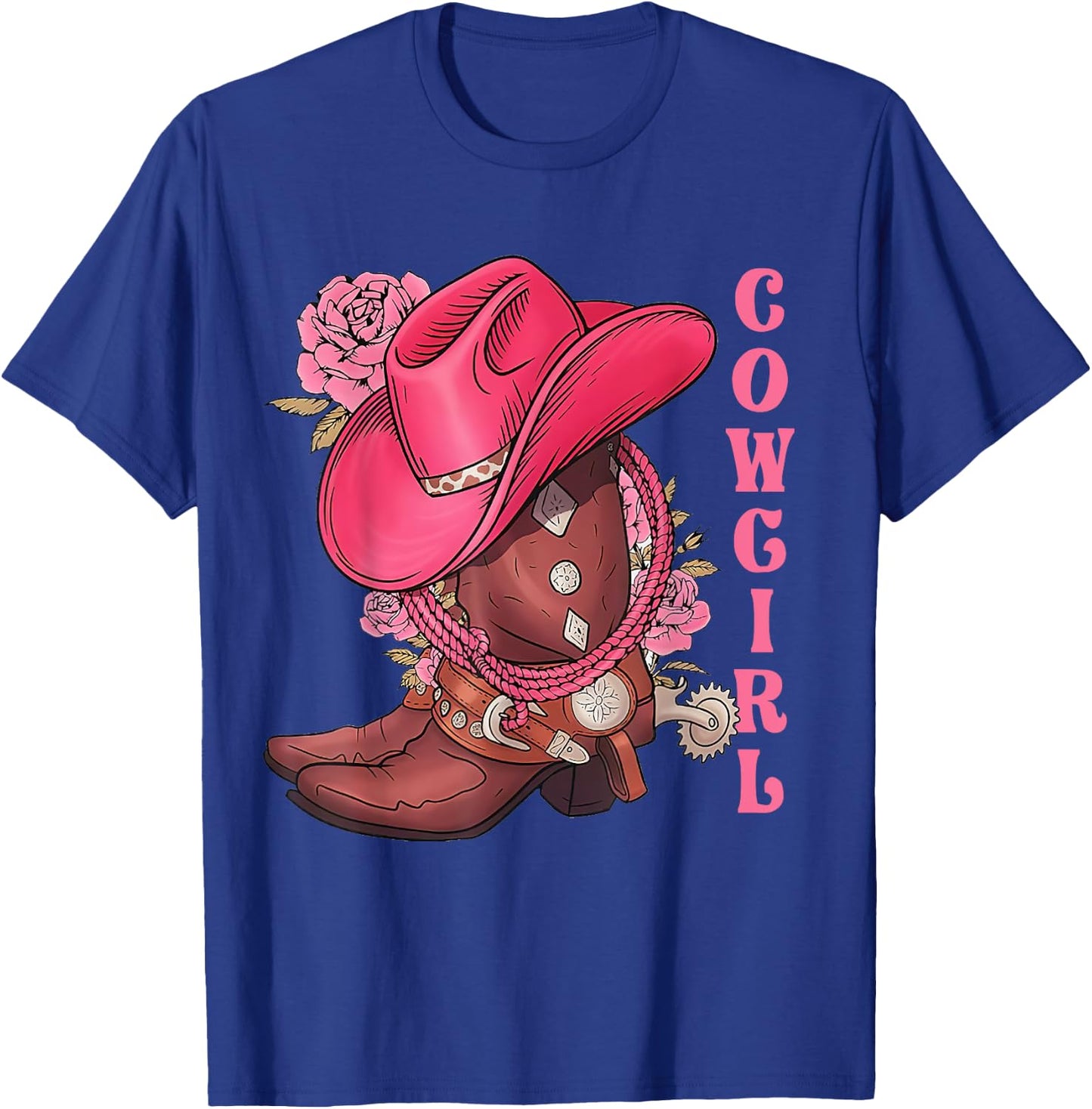 Cowgirl Hat Boots Western Country Southern Rodeo Texas Cute T-Shirt - T-Shirt | Royal