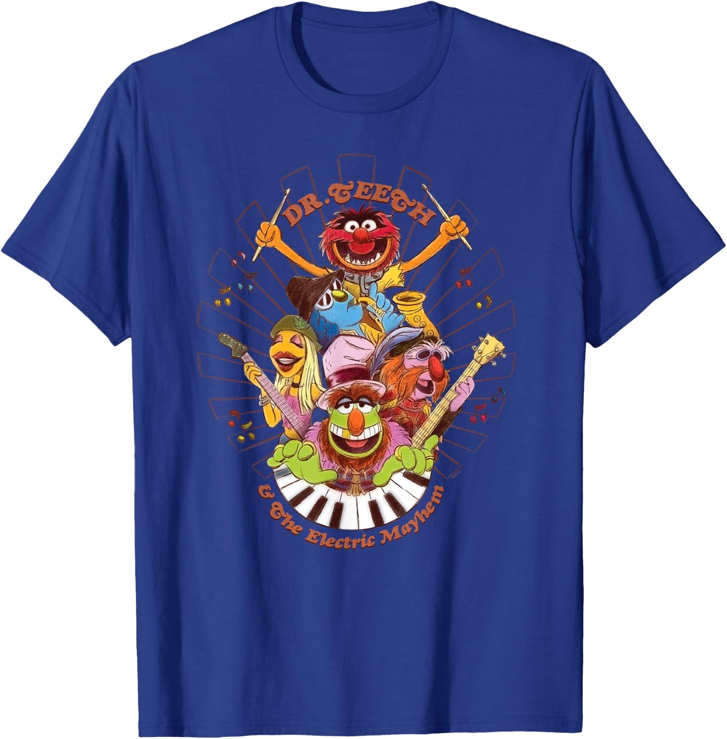Disney The Muppets Dr Teeth & Electric Mayhem Keyboard Band T-Shirt - T-Shirt | Royal