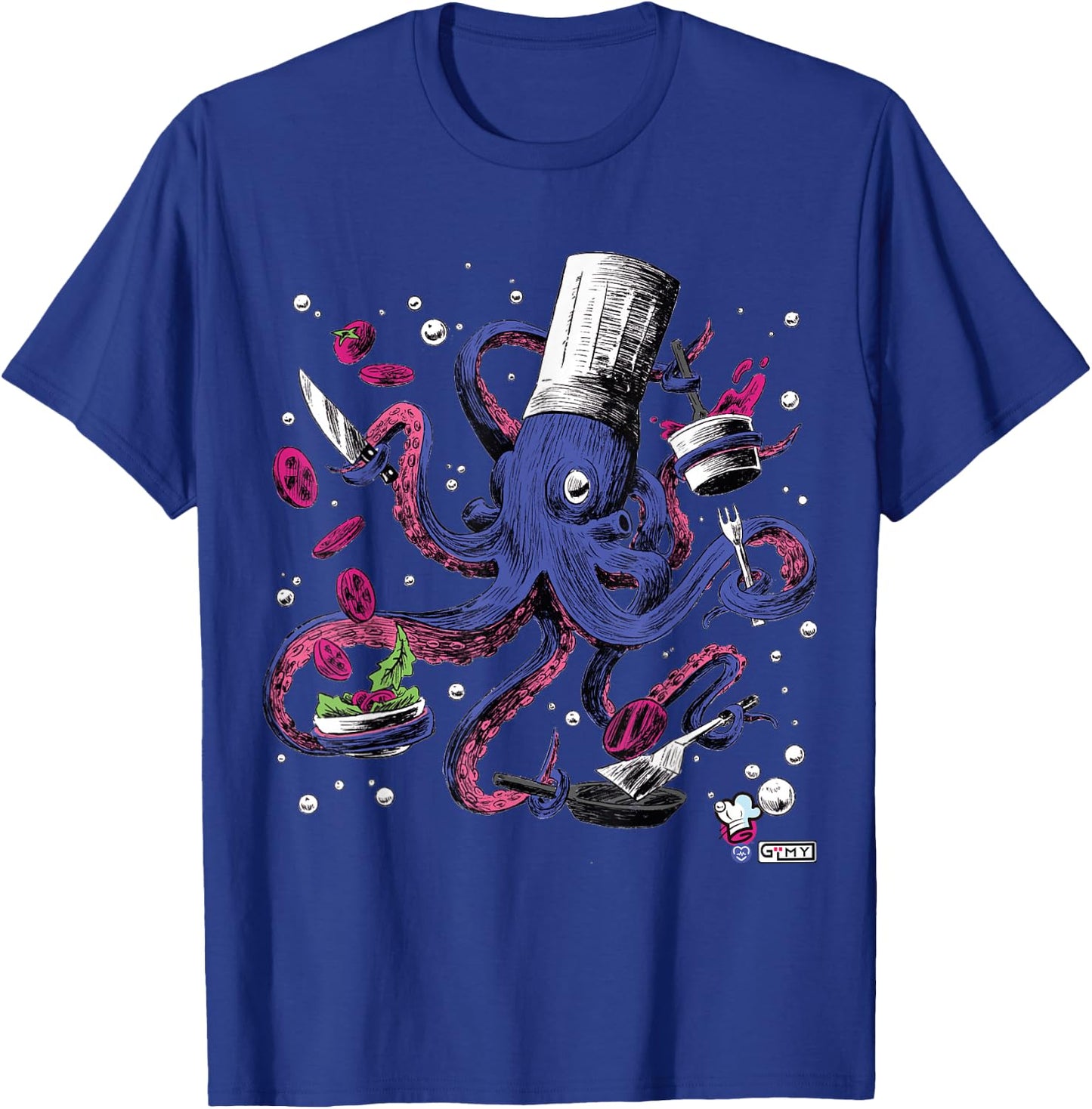 Funny Octopus Kitchen Chef Humor T-Shirt - T-Shirt | Royal