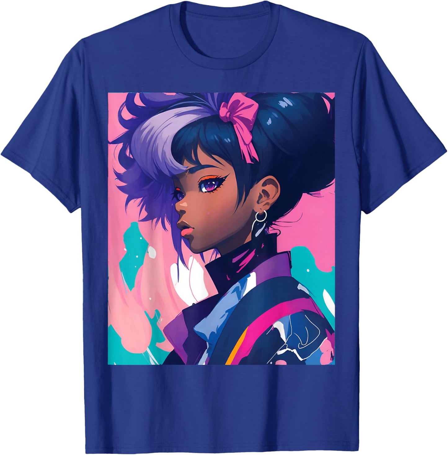 Black Anime Girl Kawaii Waifu Aesthetic Japanese T-Shirt - T-Shirt | Royal