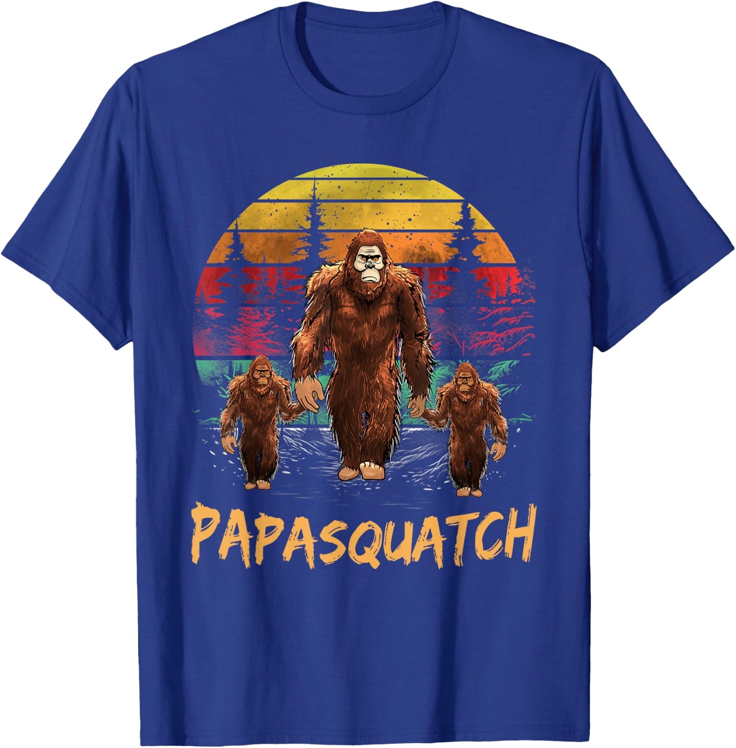 Papa Squatch Retro Bigfoot Dad Sasquatch Yeti Fathers day T-Shirt - T-Shirt | Royal