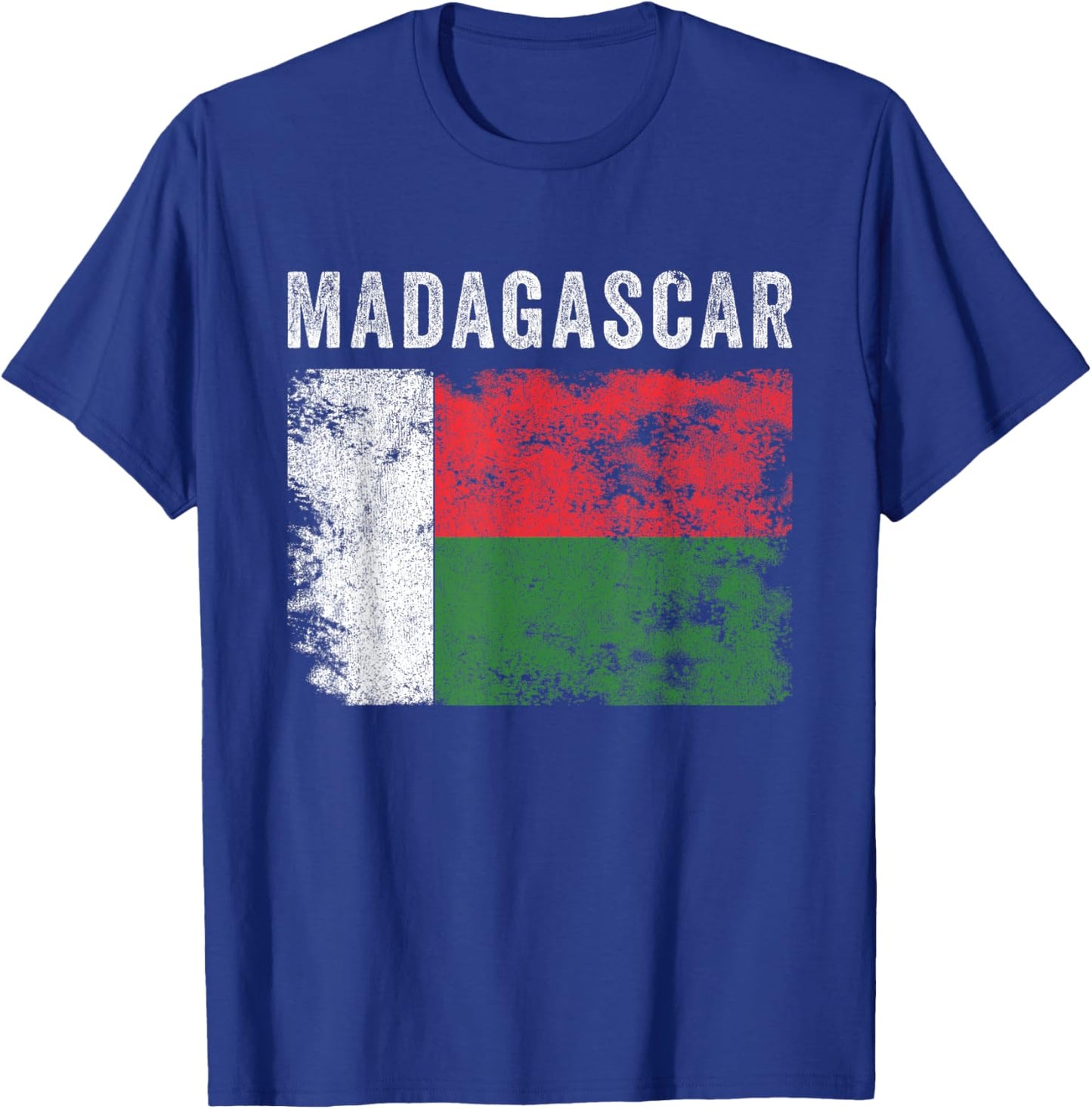 Madagascar Flag Distressed - Men Women Kids - Malagasy Flag T-Shirt - T-Shirt | Royal