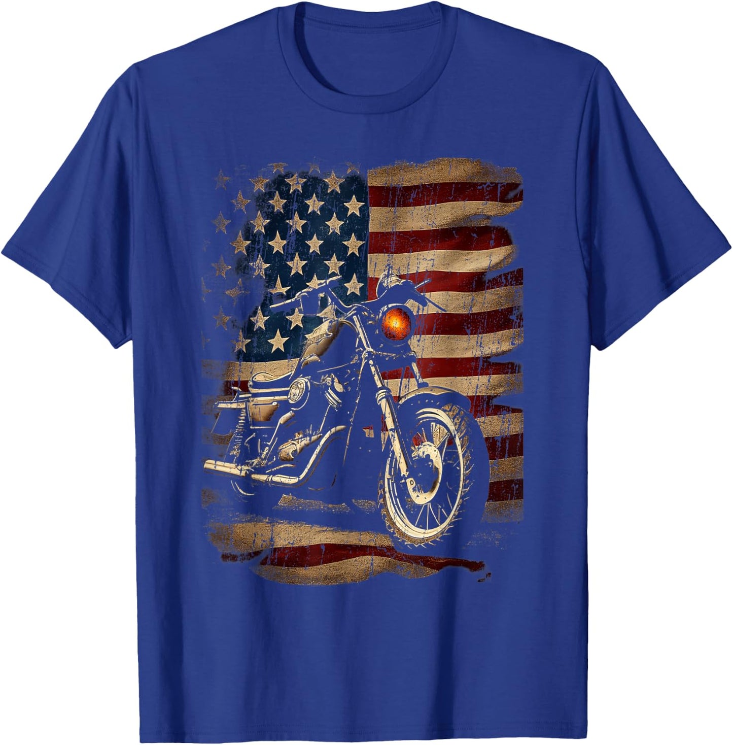 USA Motorcycle Flag T-Shirt - T-Shirt | Royal