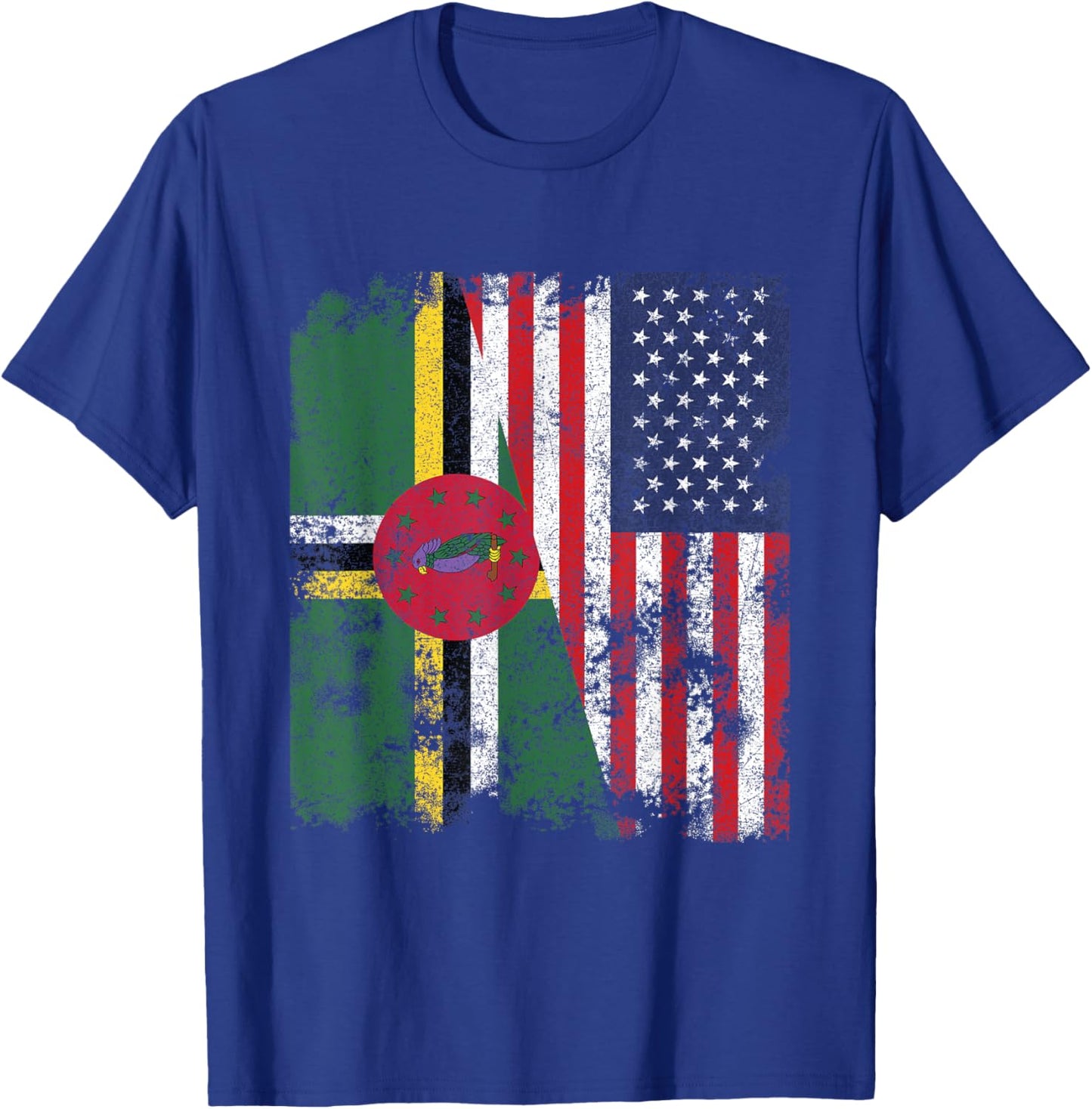 Dominica USA Flag Distressed - Half American Kids Men T-Shirt - T-Shirt | Royal