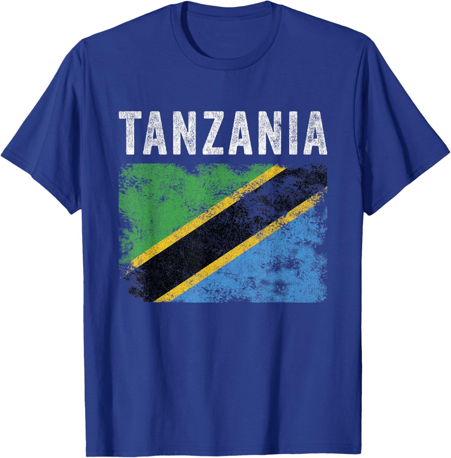 Tanzania Flag Distressed - Men Women Kids - Tanzanian Flag T-Shirt - T-Shirt | Royal