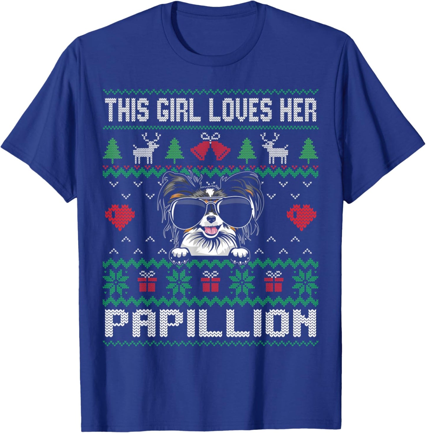Papillion Girl Cool Ugly Christmas for Dog Mom T-Shirt - T-Shirt | Royal