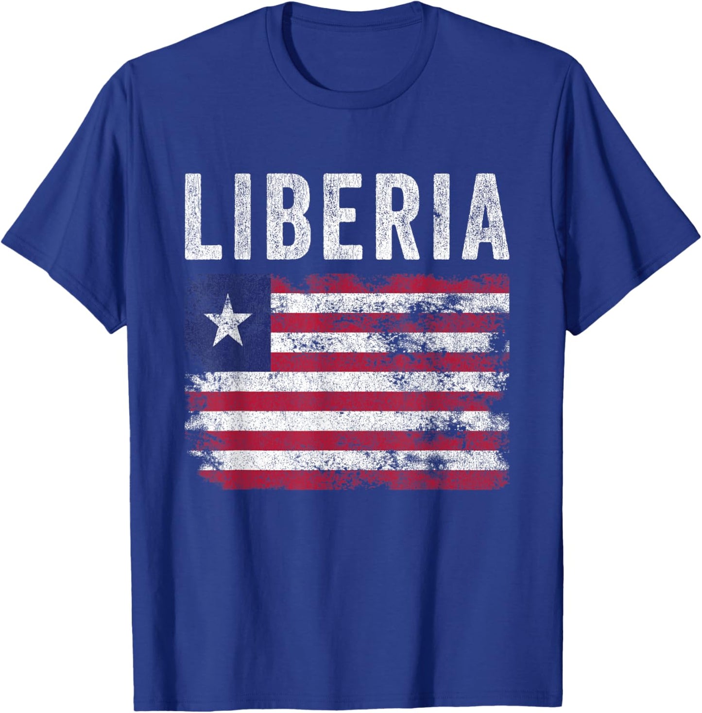 Liberia Flag Distressed - Men Women Kids - Liberian Flag T-Shirt - T-Shirt | Royal
