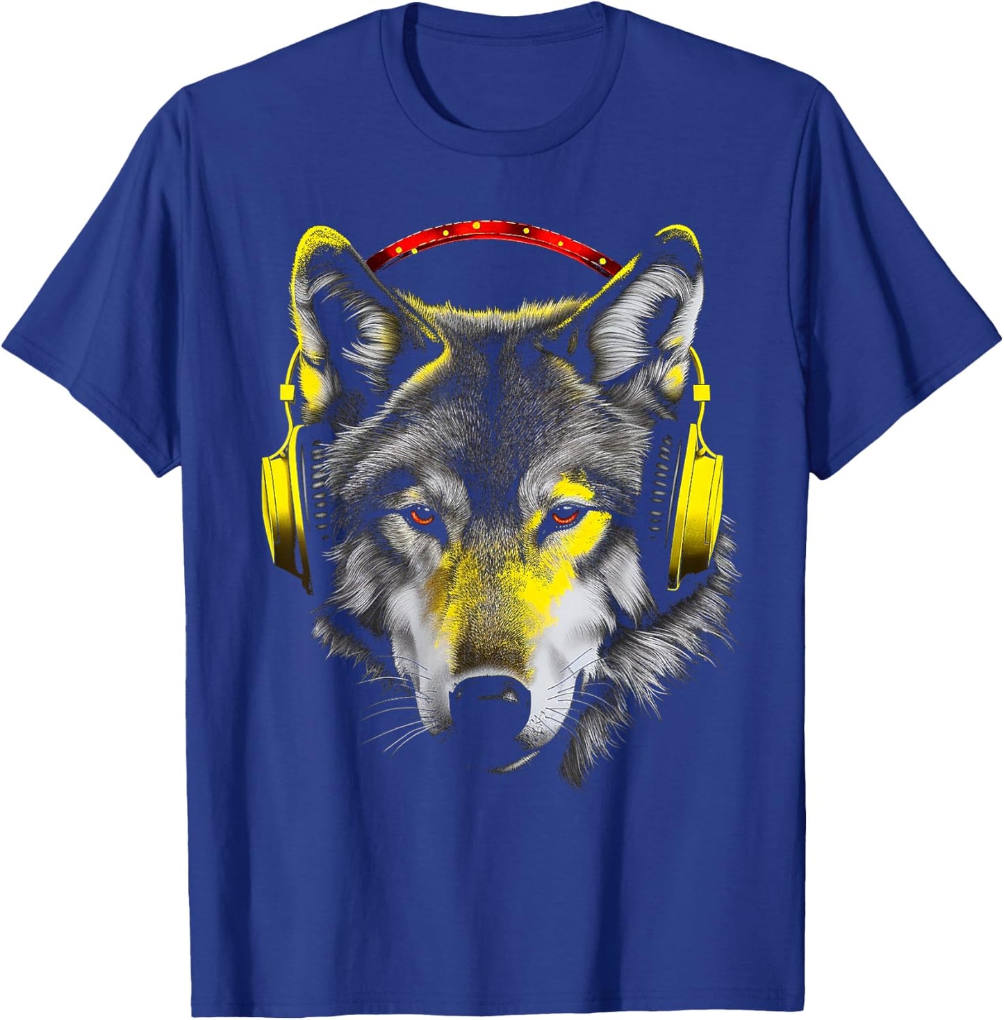 Wolf Headphones Artwork | Animal Music Wolf T-Shirt - T-Shirt | Royal
