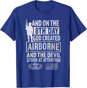 Airborne - 8th Day God Created Airborne, Devil Stood at ... T-Shirt - T-Shirt | Royal