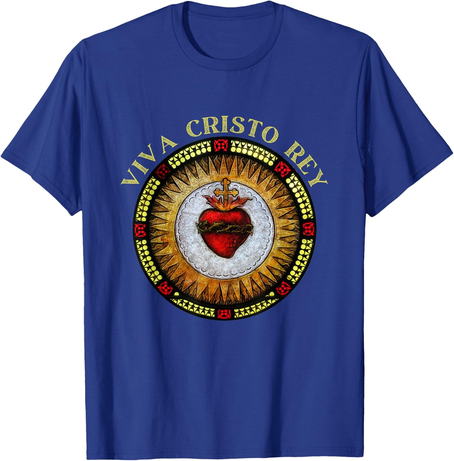 Roman Catholic Sacred Heart Viva Cristo Rey T-Shirt - T-Shirt | Royal