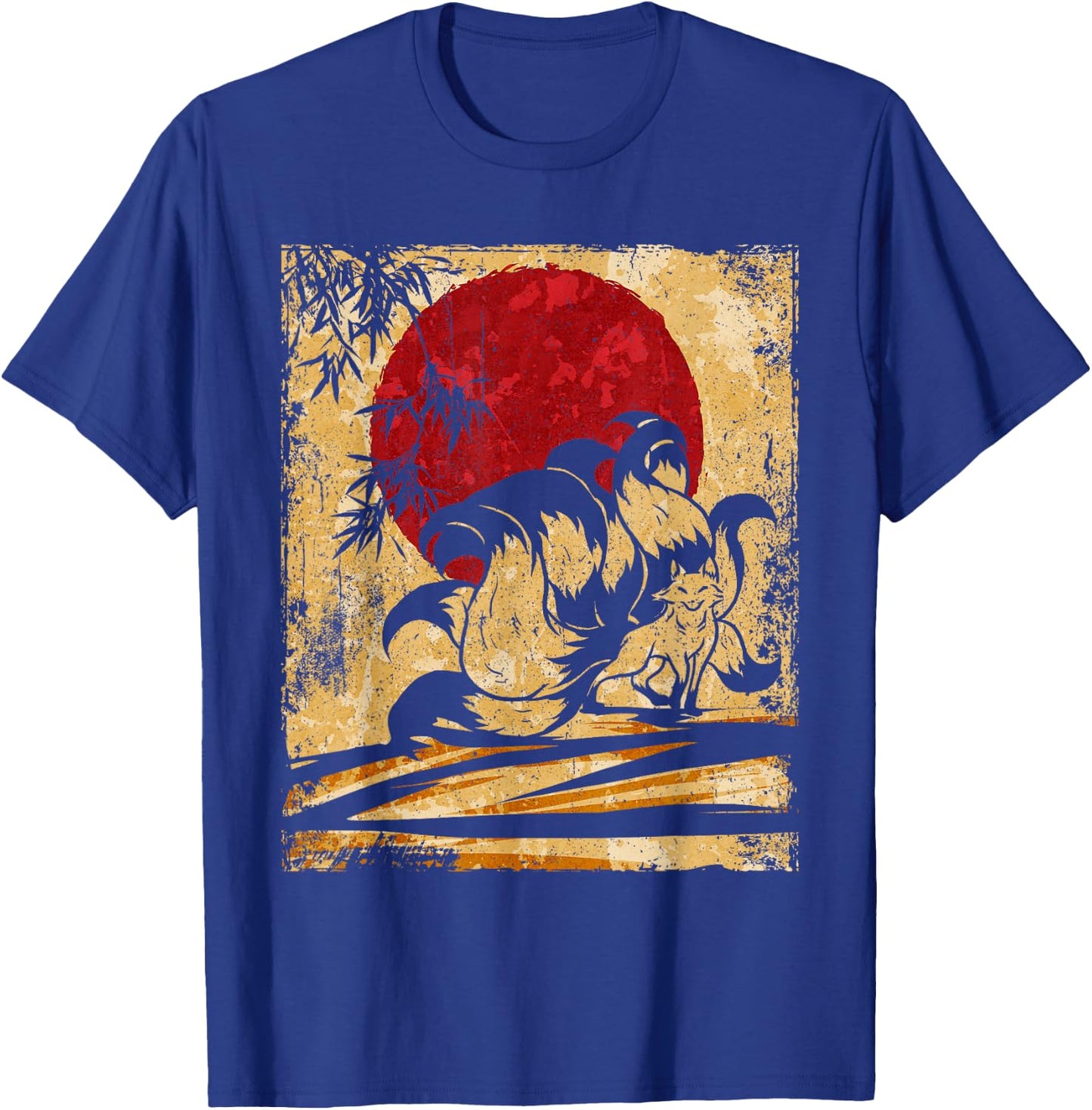 Nine-tailed fox Japanese retro art T-Shirt - T-Shirt | Royal