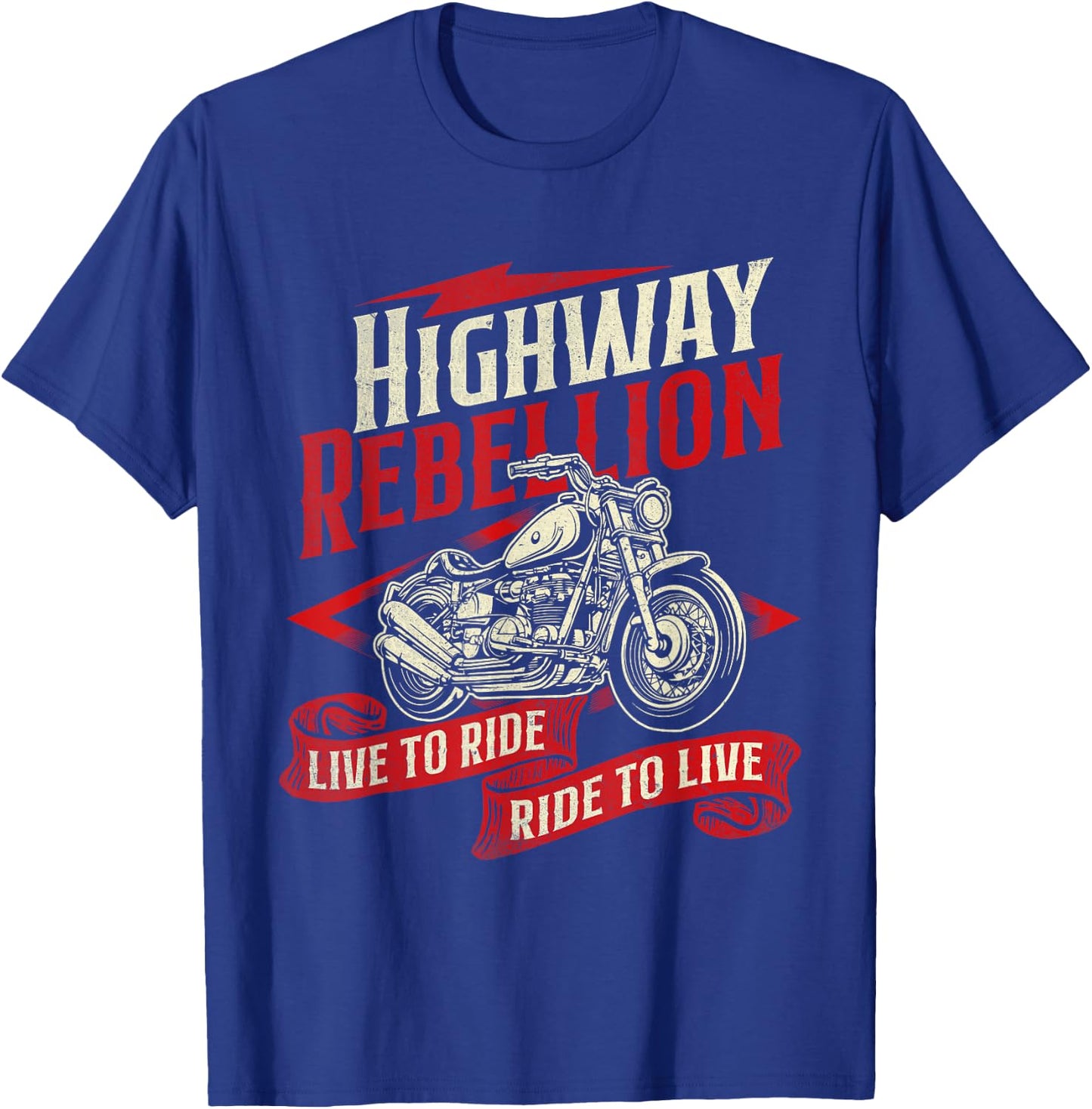 Highway Rebellion - Racing Motorcycling Rider Biker Riding T-Shirt - T-Shirt | Royal