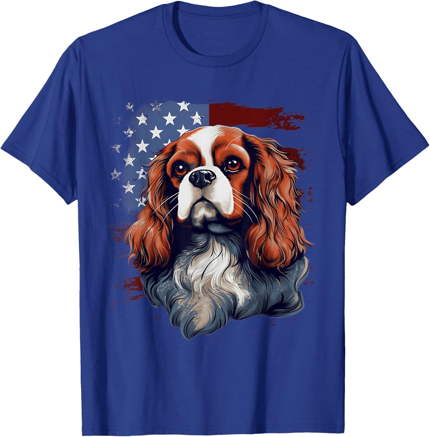 4th Of July US Flag Cavalier King Charles Spaniel Dog T-Shirt - T-Shirt | Royal