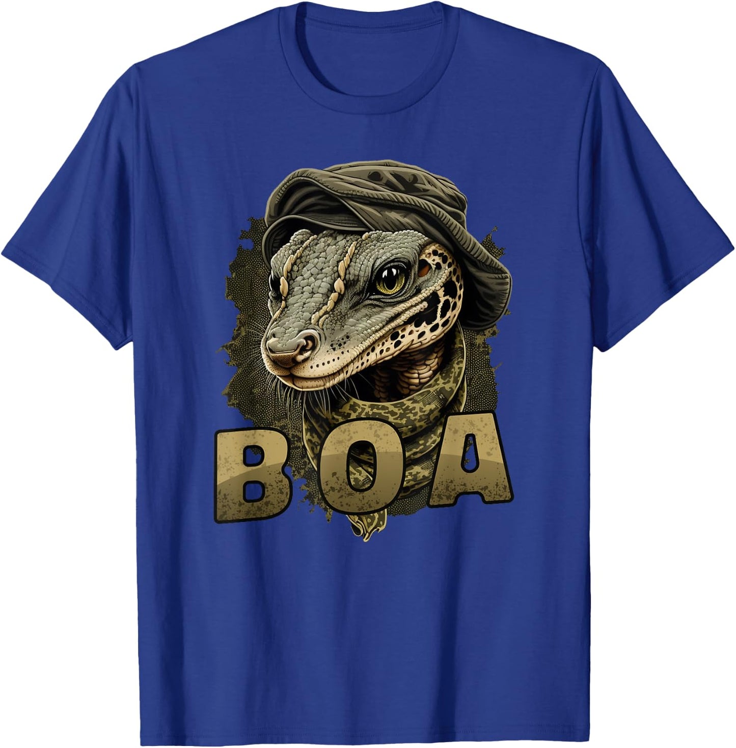 Boa Constrictor Snake in Hat and Scarf Funny Graphic Print T-Shirt - T-Shirt | Royal