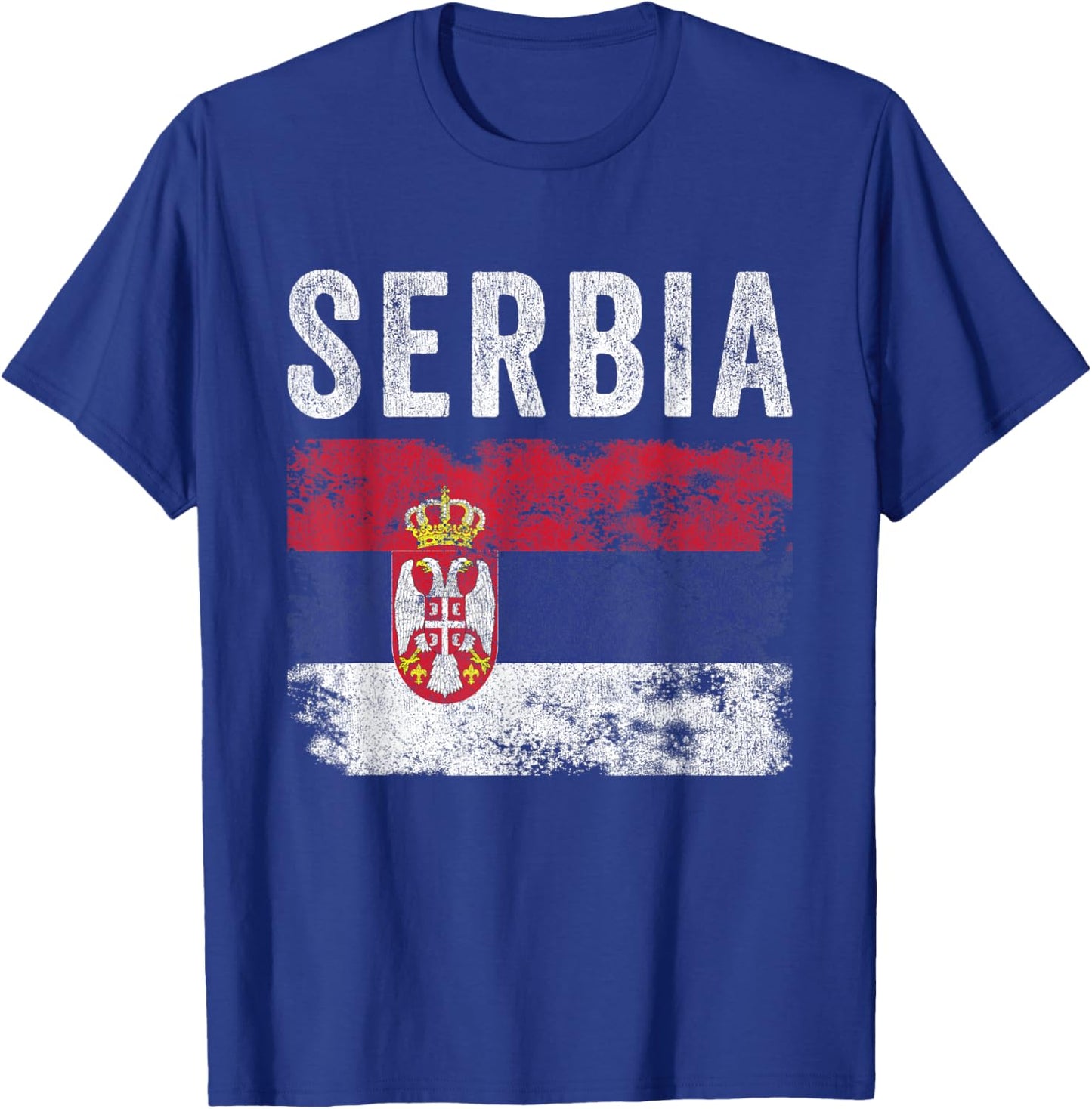 Serbia Flag Distressed - Men Women Kids - Serbian Flag T-Shirt - T-Shirt | Royal